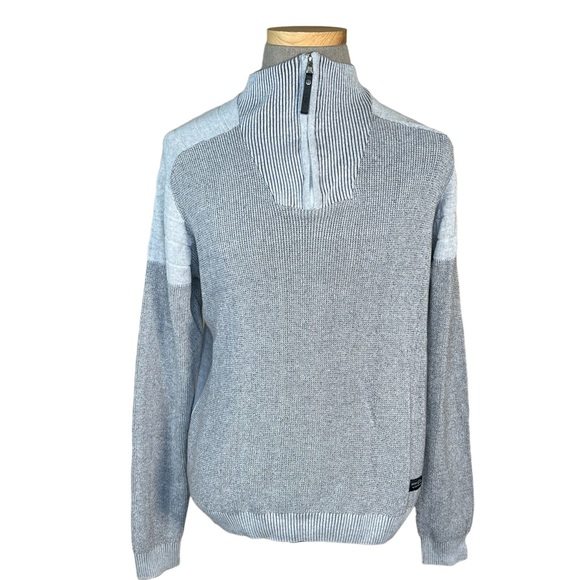 Dark Black Men’s Gray 1/4 Zip Cotton Blend Sweater Size Large EUC - Picture 3 of 12